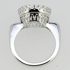 Sterling Silver Semi Mount Ring Setting Oval OV 14x12mm Cab Art Deco Style - Syzjewelry