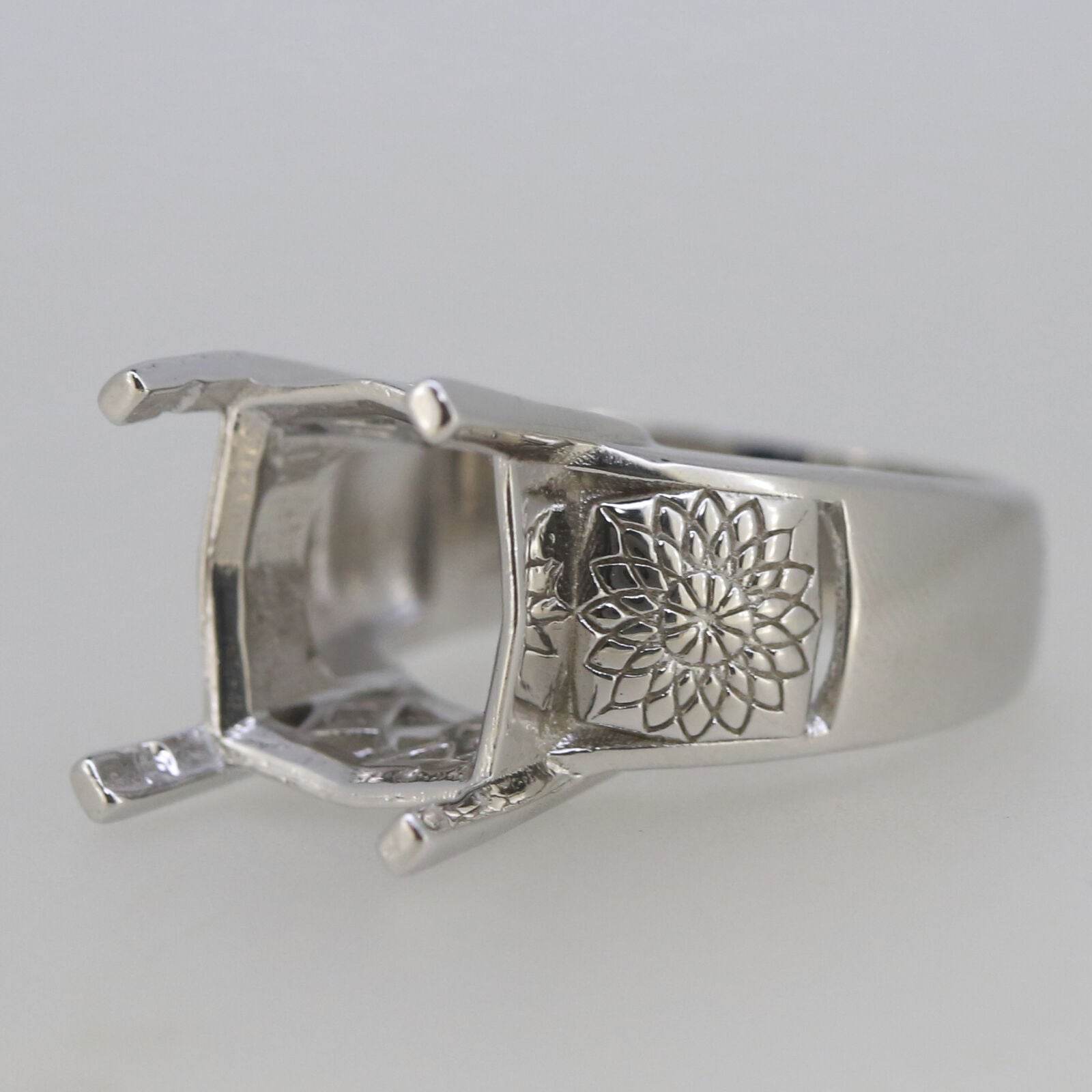 Men's Sterling Silver Semi Mount Ring Setting Princess SQ12x12mm CU13x13 Male Ring Art Nouveau Style - Syzjewelry