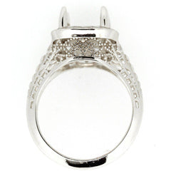 Art Deco Style Sterling Silver Semi Mount Ring Setting Cushion CU 7x7mm - Syzjewelry