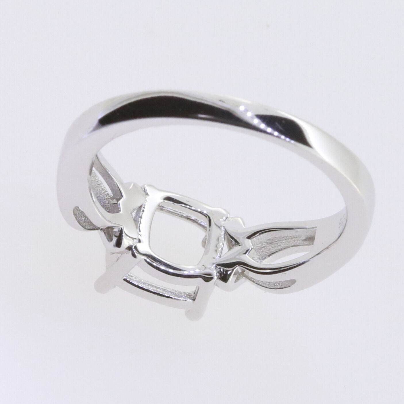 Sterling Silver Semi Mount Ring Setting Cushion CU 8X8mm Twisted Shank - Syzjewelry