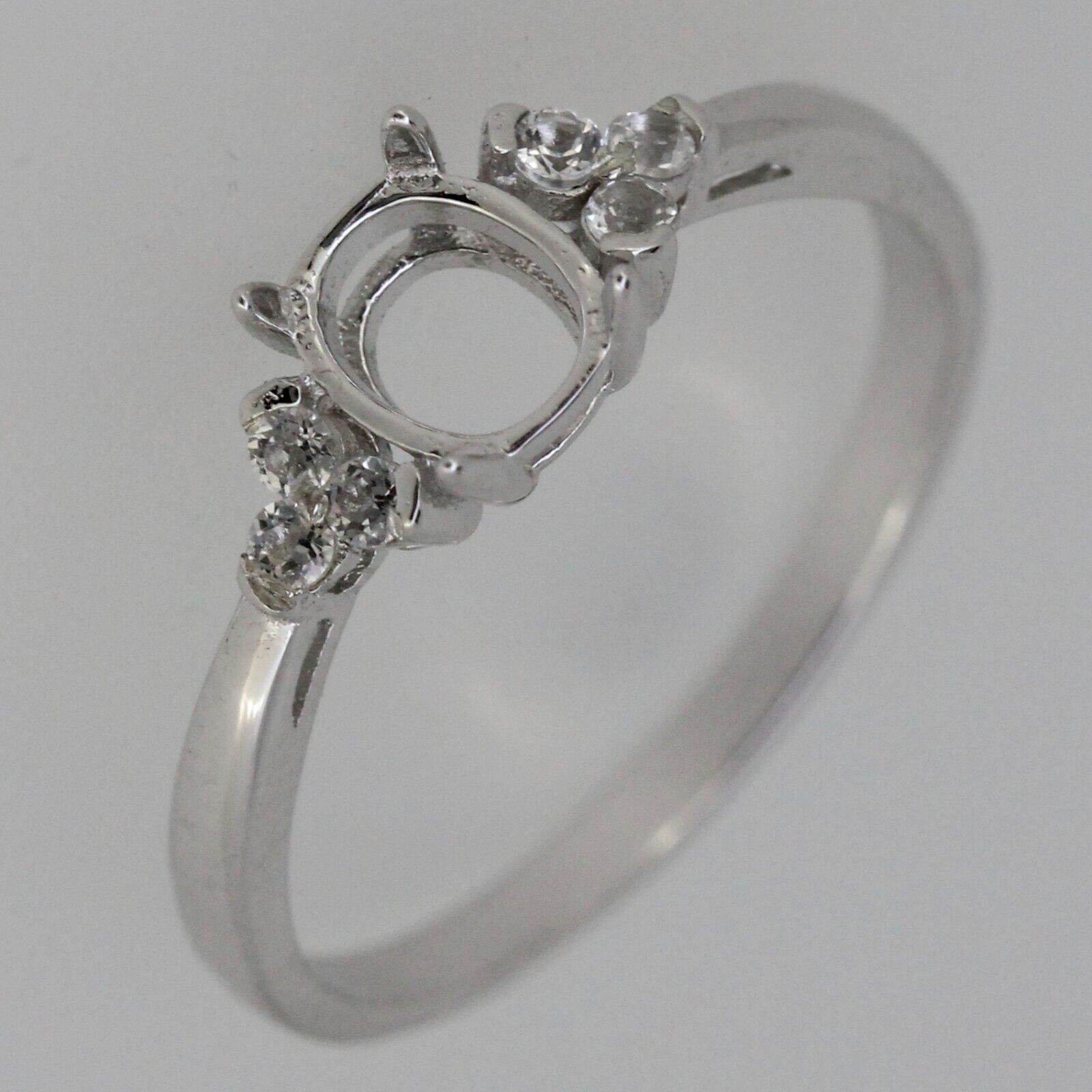 Sterling Silver Semi Mount Ring Setting Oval OV 6x5mm With Accent White Topaz - Syzjewelry