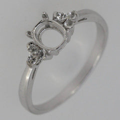 Sterling Silver Semi Mount Ring Setting Oval OV 6x5mm With Accent White Topaz - Syzjewelry