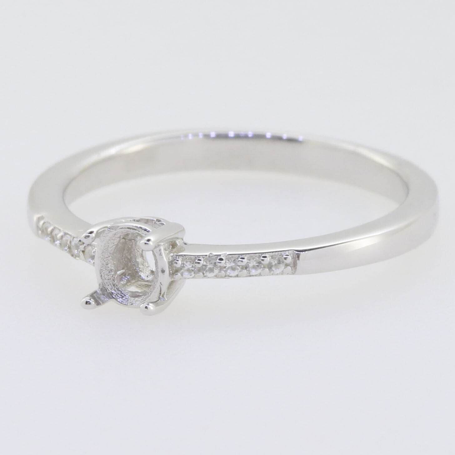 Sterling Silver Semi Mount Ring Setting Oval OV 5x4mm Solitaire White GTL206 - Syzjewelry