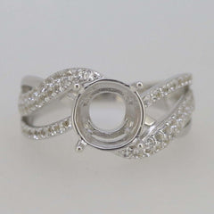 Sterling Silver Semi Mount Ring Setting Round RD 9x9mm Black Spinel White Topaz Split Shank - Syzjewelry