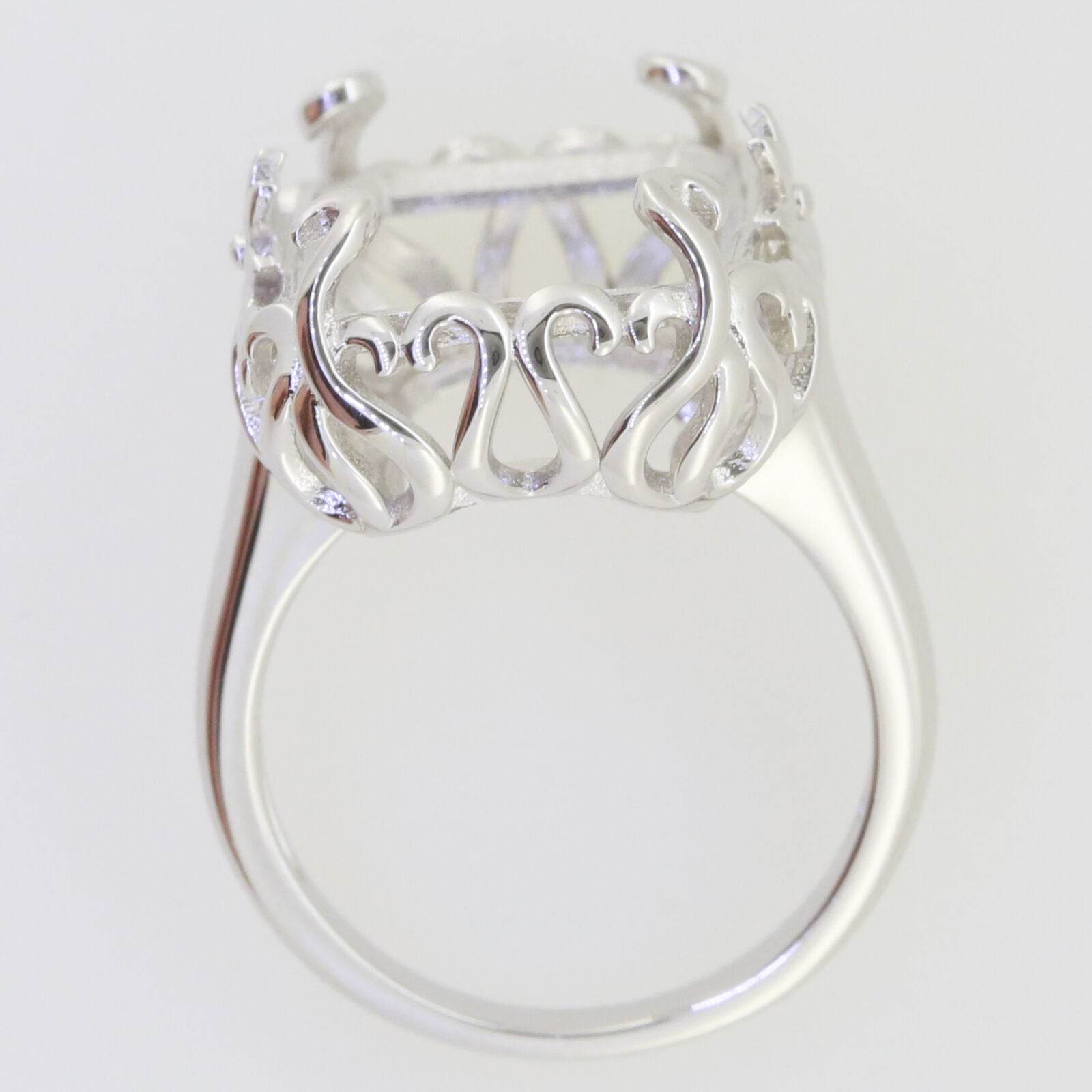 Sterling Silver Semi Mount Ring Setting Emerald OCT 18x13mm Vintage Reproduction - Syzjewelry