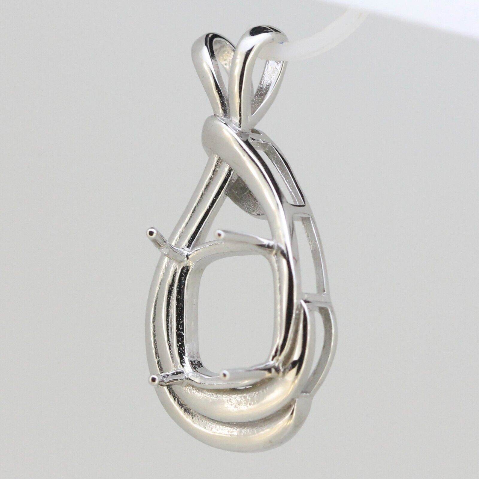Sterling Silver Semi Mount Pendant Setting Cushion CU 12x12mm L338P338W-D37 - Syzjewelry