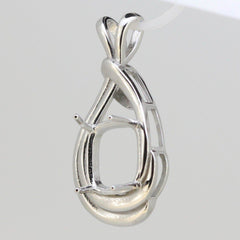 Sterling Silver Semi Mount Pendant Setting Cushion CU 12x12mm L338P338W-D37 - Syzjewelry