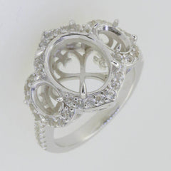 14K White Gold Semi Mount Ring Setting Oval OV 12X10mm - Syzjewelry