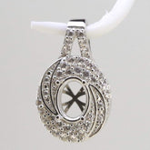 Sterling Silver Semi Mount Pendants Setting Oval OV 8x6mm White Topaz - Syzjewelry