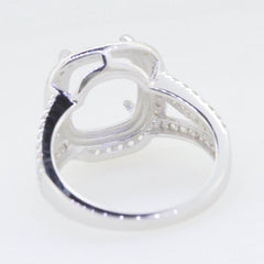 Sterling Silver Semi Mount Ring Setting Cushion CU 12x10mm Halo White - Syzjewelry