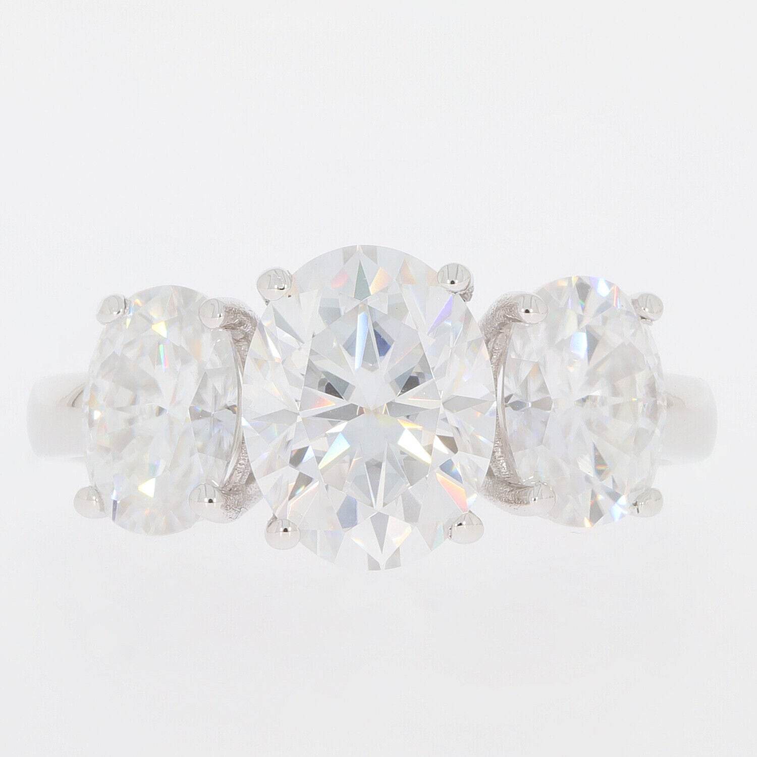 Sterling Silver Semi Mount Ring Setting Oval OV 9X7mm Oval OV 7X5mm 3 Stones - Syzjewelry