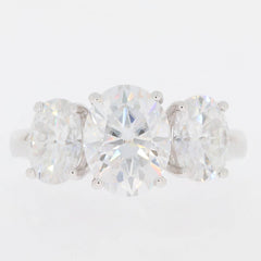 Sterling Silver Semi Mount Ring Setting Oval OV 9X7mm Oval OV 7X5mm 3 Stones - Syzjewelry