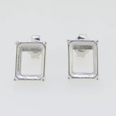 Sterling Silver Semi Mount Earrings Setting Emerald OCT 10x8mm Stud Wh - Syzjewelry