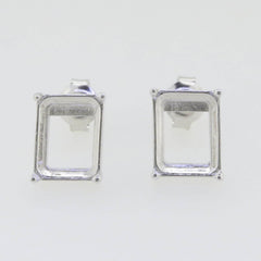 Sterling Silver Semi Mount Earrings Setting Emerald OCT 10x8mm Stud Wh - Syzjewelry