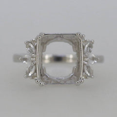 Sterling Silver Semi Mount Ring Setting Emerald OCT 12X10mm White Topaz Solid - Syzjewelry
