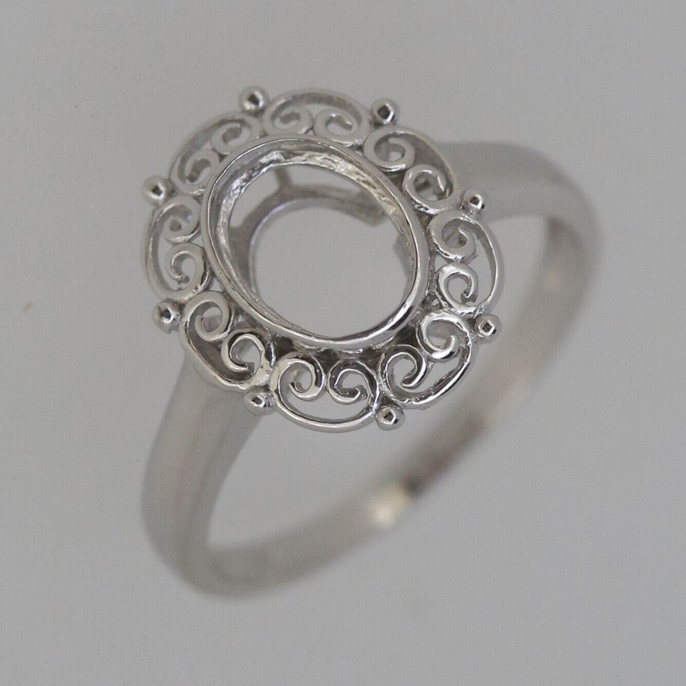 Vintage Style Sterling Silver Semi Mount Ring Setting Oval OV 8x6mm Filigree - Syzjewelry