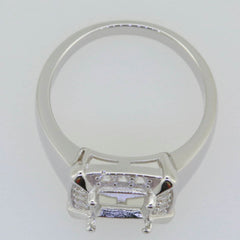 Sterling Silver Semi Mount Ring Setting Cushion CU 9x7mm White Topaz 7738R - Syzjewelry