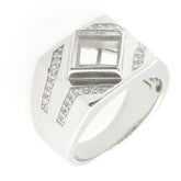 Sterling Silver Semi Mount Ring Setting Princess SQ 7x7mm Men's Ring Mounting Bezel Set - Syzjewelry