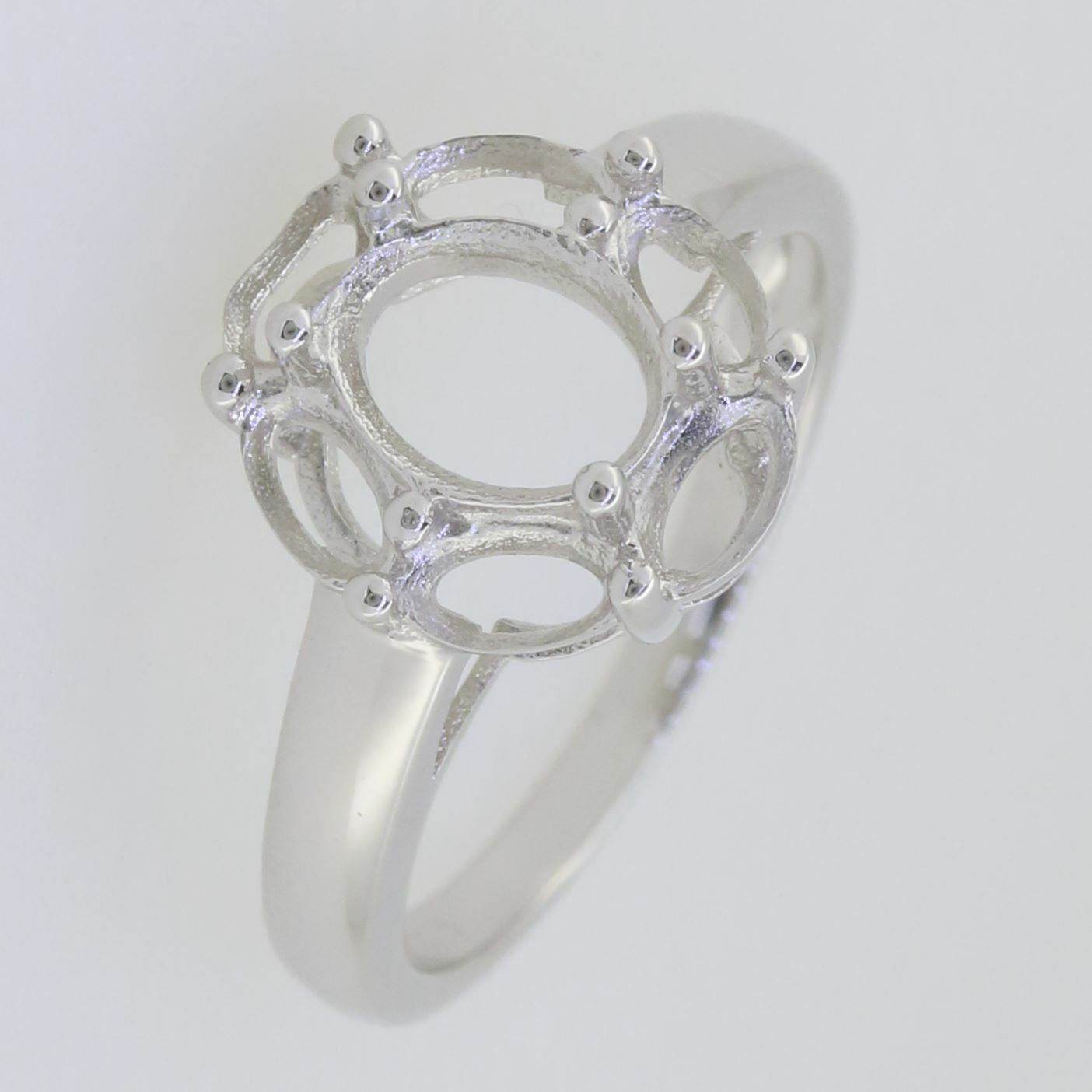 Sterling Silver Semi Mount Ring Setting Oval OV 8X6mm White Topaz PJC1772R - Syzjewelry