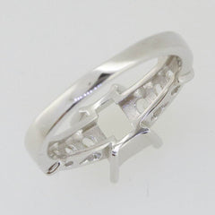 Art Deco Style Sterling Silver Semi Mount Ring Setting Emerald OCT 8x6mm Topaz - Syzjewelry