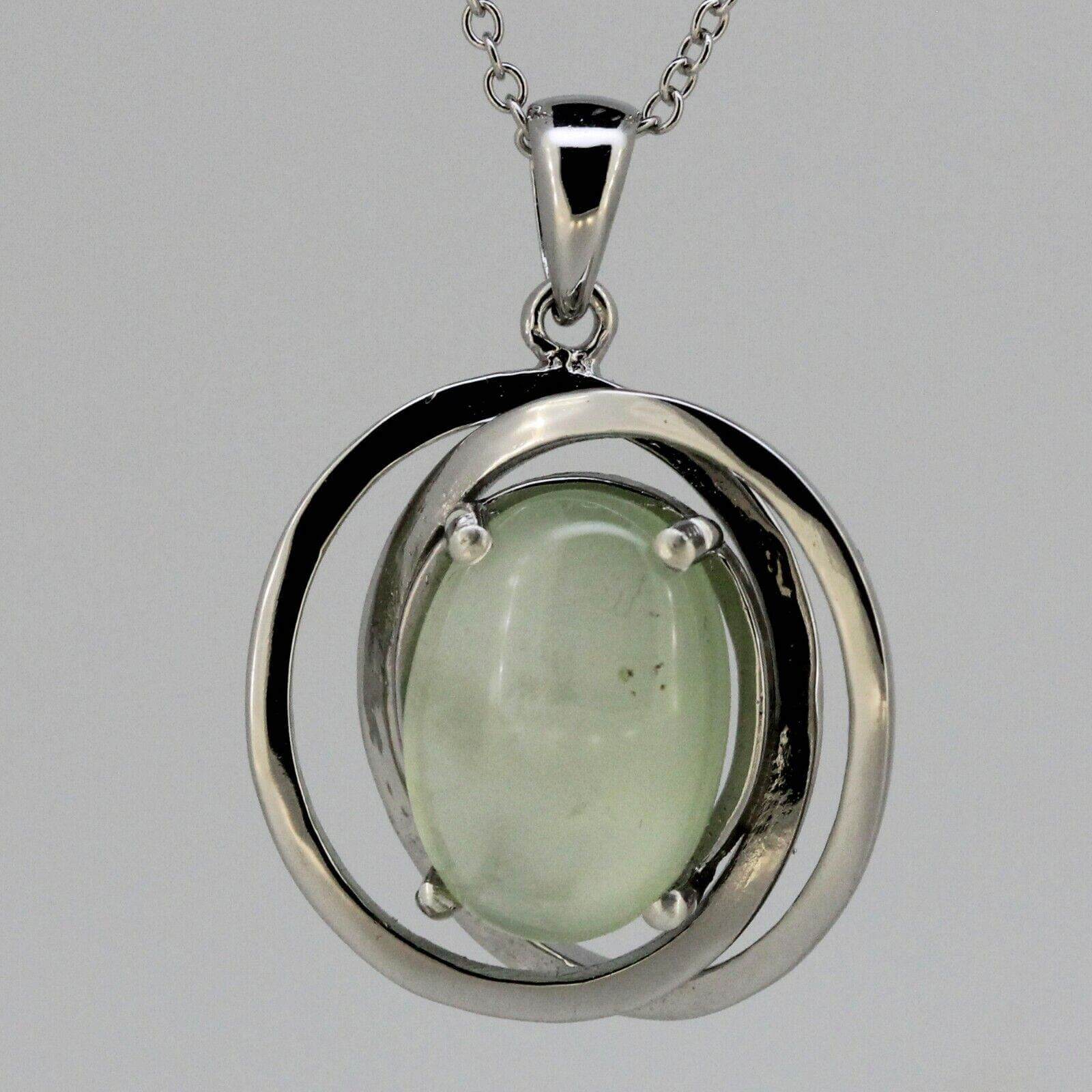 Huge Genuine Natural Prenite Sterling Silver Pendant Apple Theme White Topaz - Syzjewelry