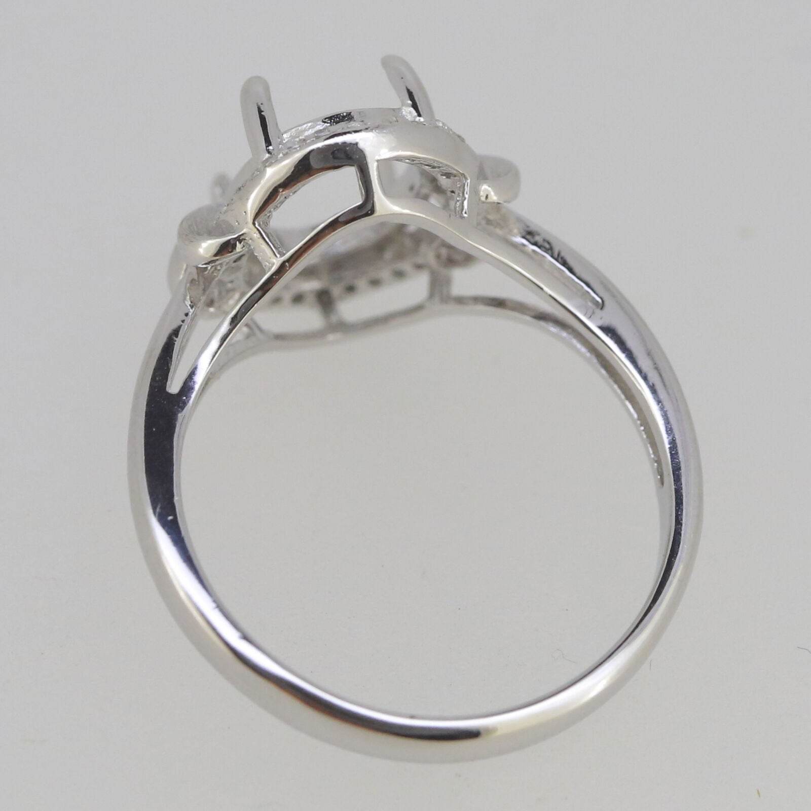 Sterling Silver Semi Mount Ring Setting Oval OV 10x7mm White Topaz - Syzjewelry