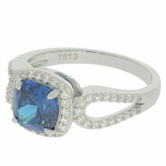 Sterling Silver Semi Mount Ring Setting Cushion Cu 7x7mm Halo Split Shank - Syzjewelry