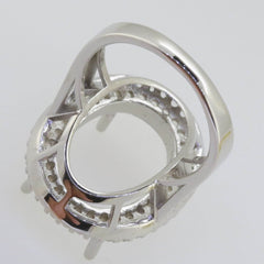 Sterling Silver Semi Mount Ring Setting Oval OV 18x13mm Double Halo Topaz - Syzjewelry