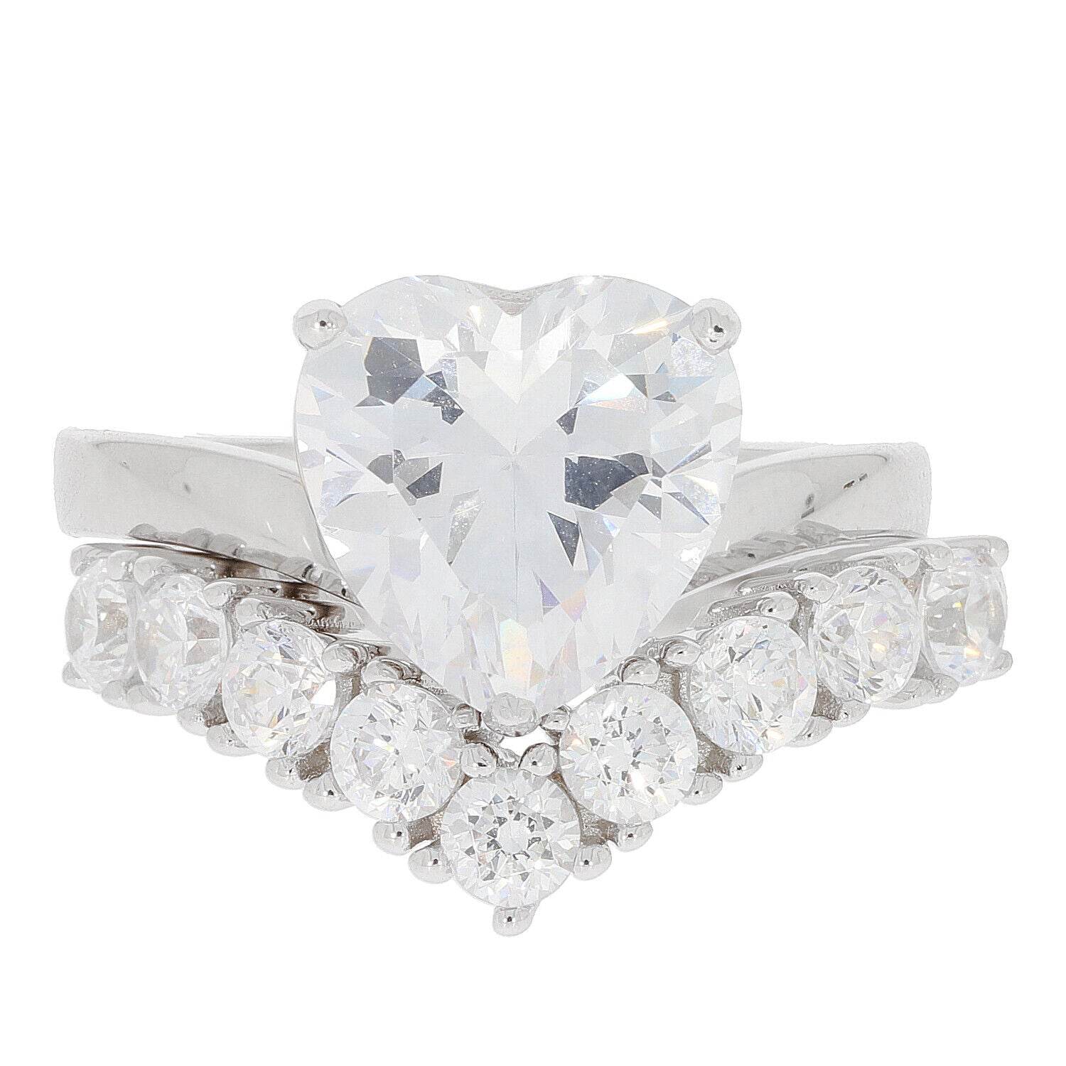 2 piece Set Sterling Silver Semi Mount Ring Setting Heart HT 10X10mm - Syzjewelry