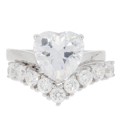 2 piece Set Sterling Silver Semi Mount Ring Setting Heart HT 10X10mm - Syzjewelry