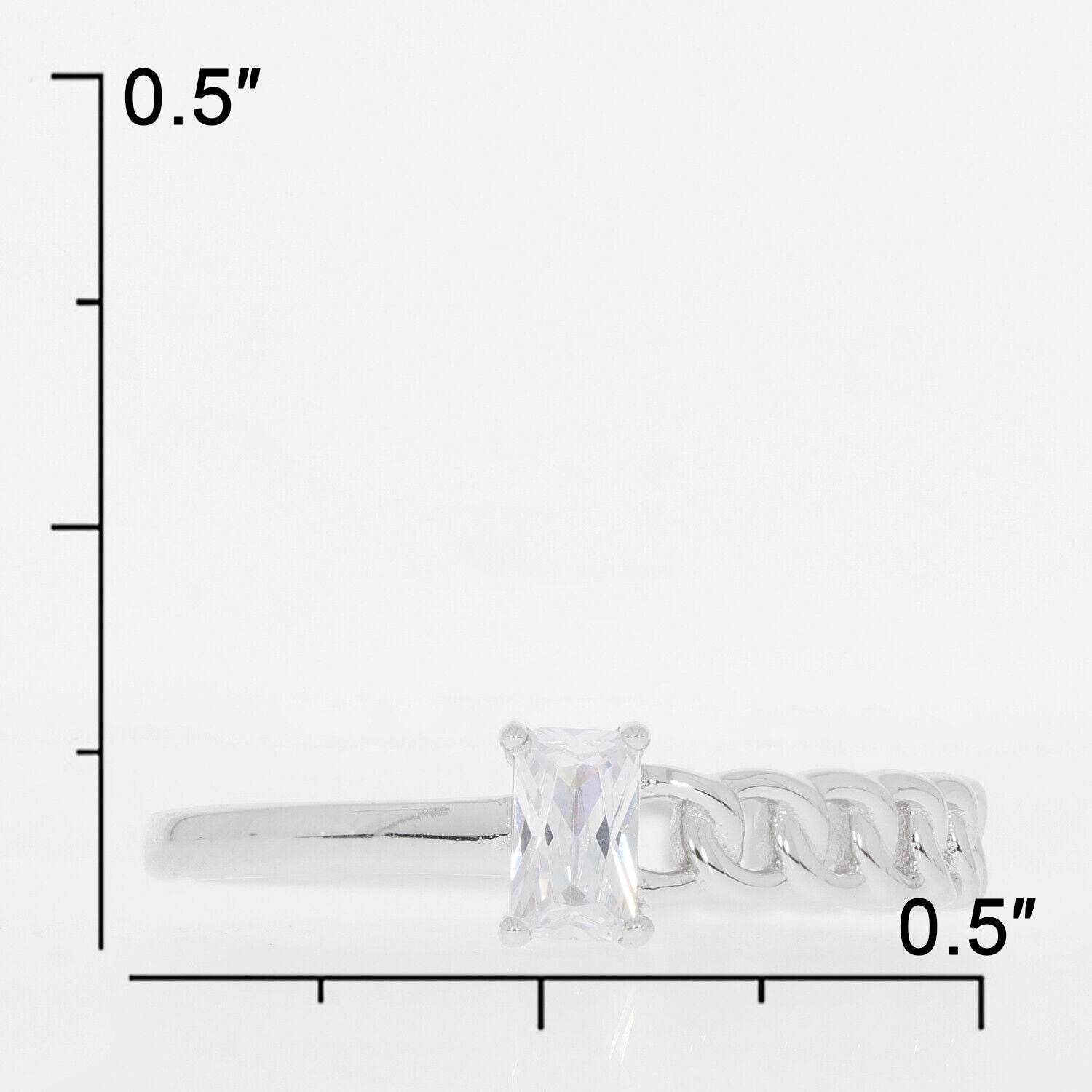 Sterling Silver Semi Mount Ring Setting Emerald OCT 5X3mm Chain Band - Syzjewelry