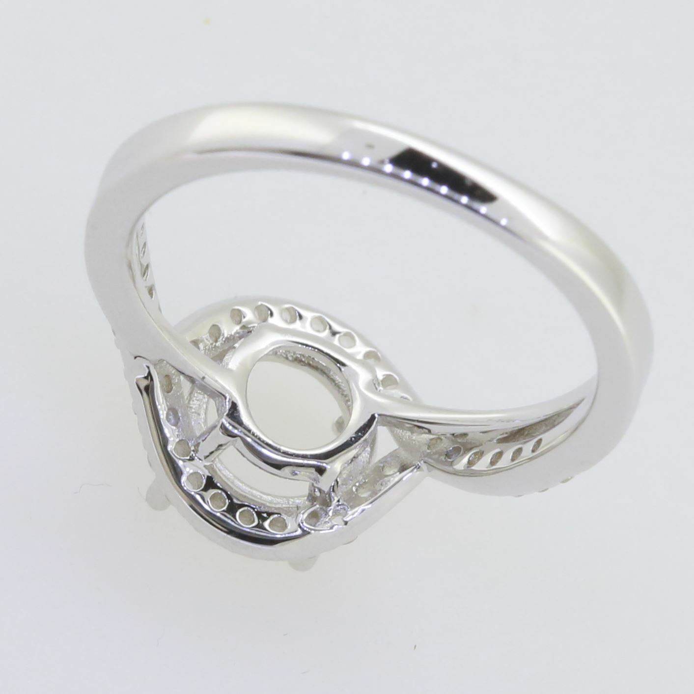 Sterling Silver Semi Mount Ring Setting Round RD 8x8mm Twisted Shank W - Syzjewelry