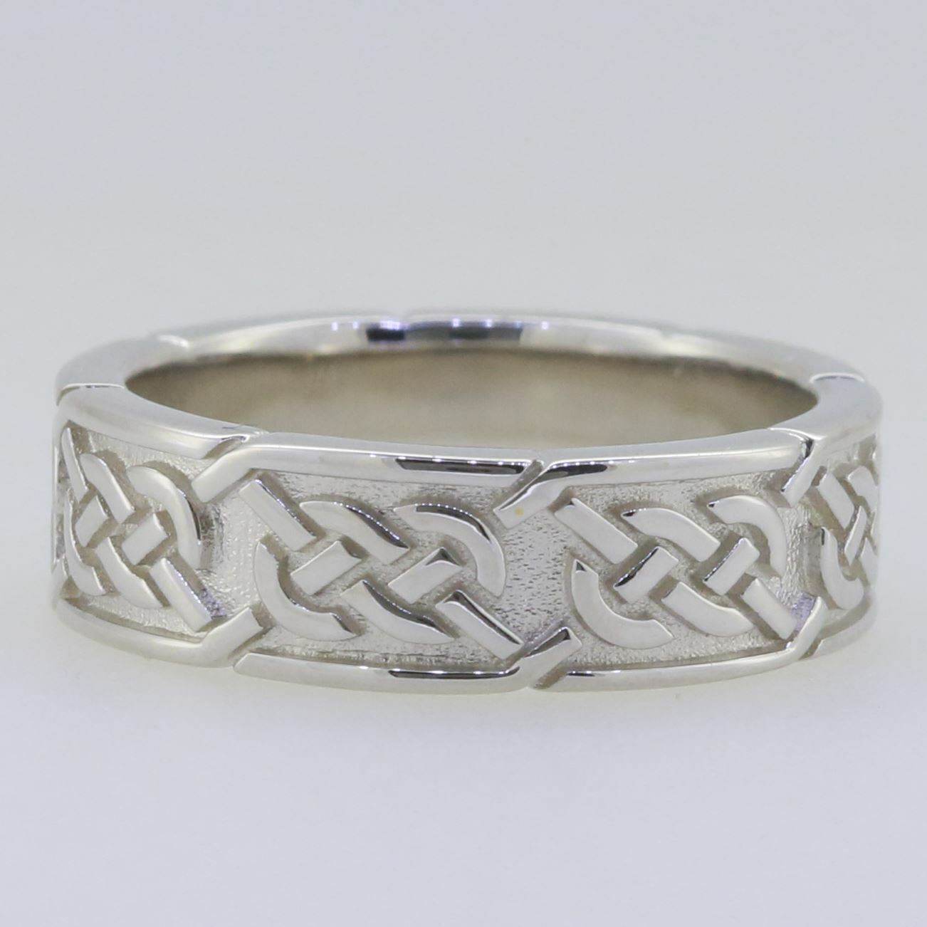 14K White Gold 6 mm Celtic Knot Band Ring - Syzjewelry