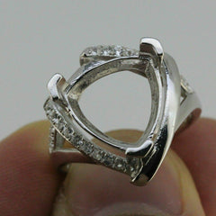 Sterling Silver Semi Mount Ring Setting Trillion Tri 13x13mm - Syzjewelry