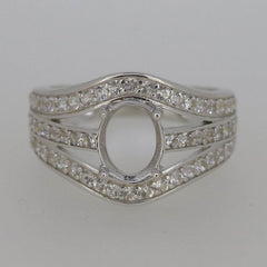 Sterling Silver Semi Mount Ring Setting Oval OV 9x7mm White Topaz - Syzjewelry