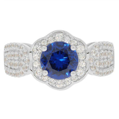 Sterling Silver Semi Mount Ring Setting RD 7x7mm W/ White Topaz White - Syzjewelry