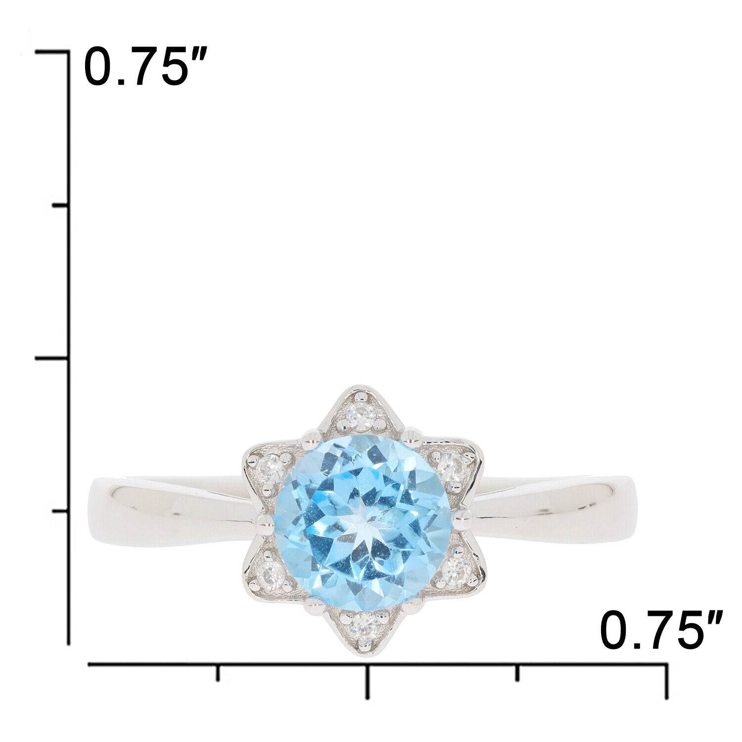 Sterling Silver Semi Mount Ring Setting Round RD 6.5X6.5mm White Topaz - Syzjewelry