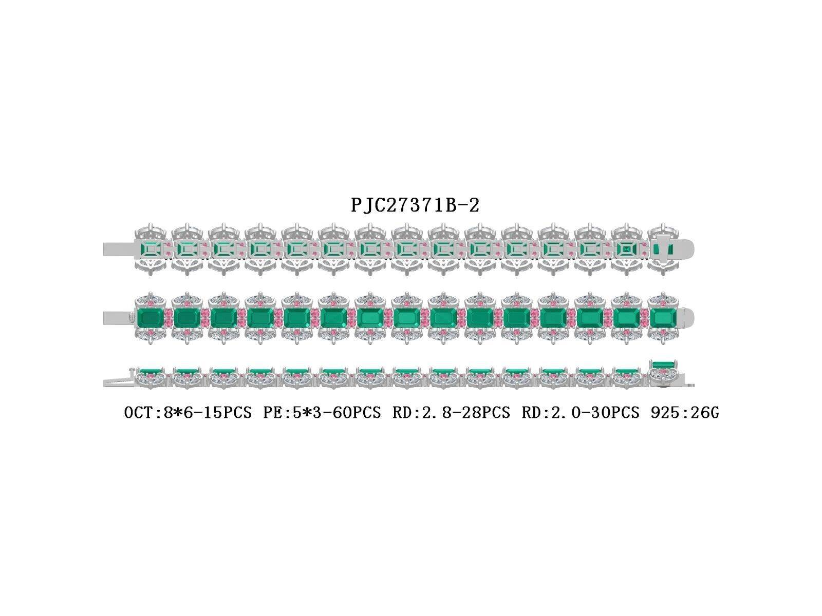 Sterling Silver Semi Mount Bracelet Setting Emerald OCT 8x6mm PE 5x3 RD2.8 2 - Syzjewelry