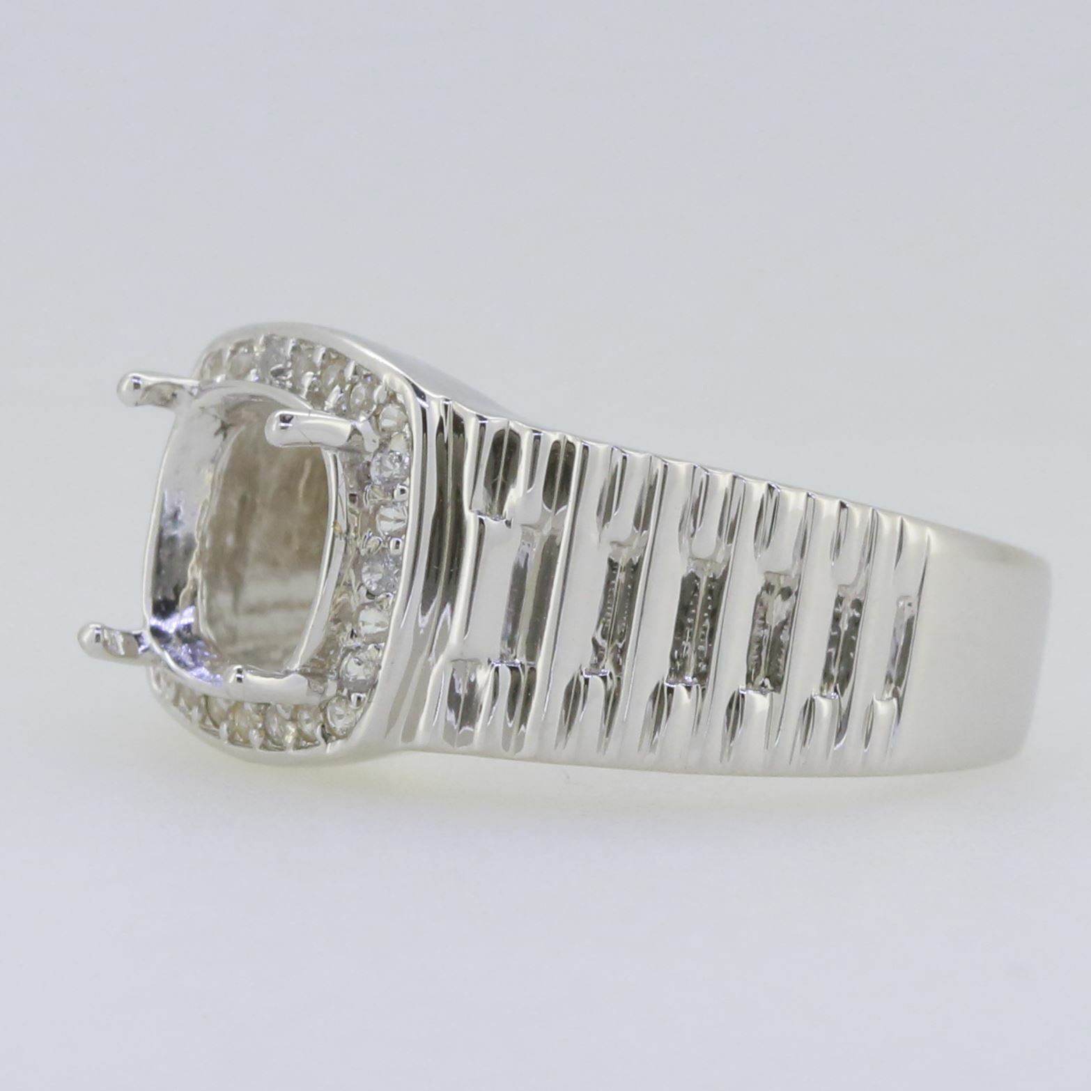Men's Sterling Silver Semi Mount Ring Setting Round RD 9x9mm Halo - Syzjewelry