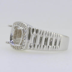 Men's Sterling Silver Semi Mount Ring Setting Round RD 9x9mm Halo - Syzjewelry
