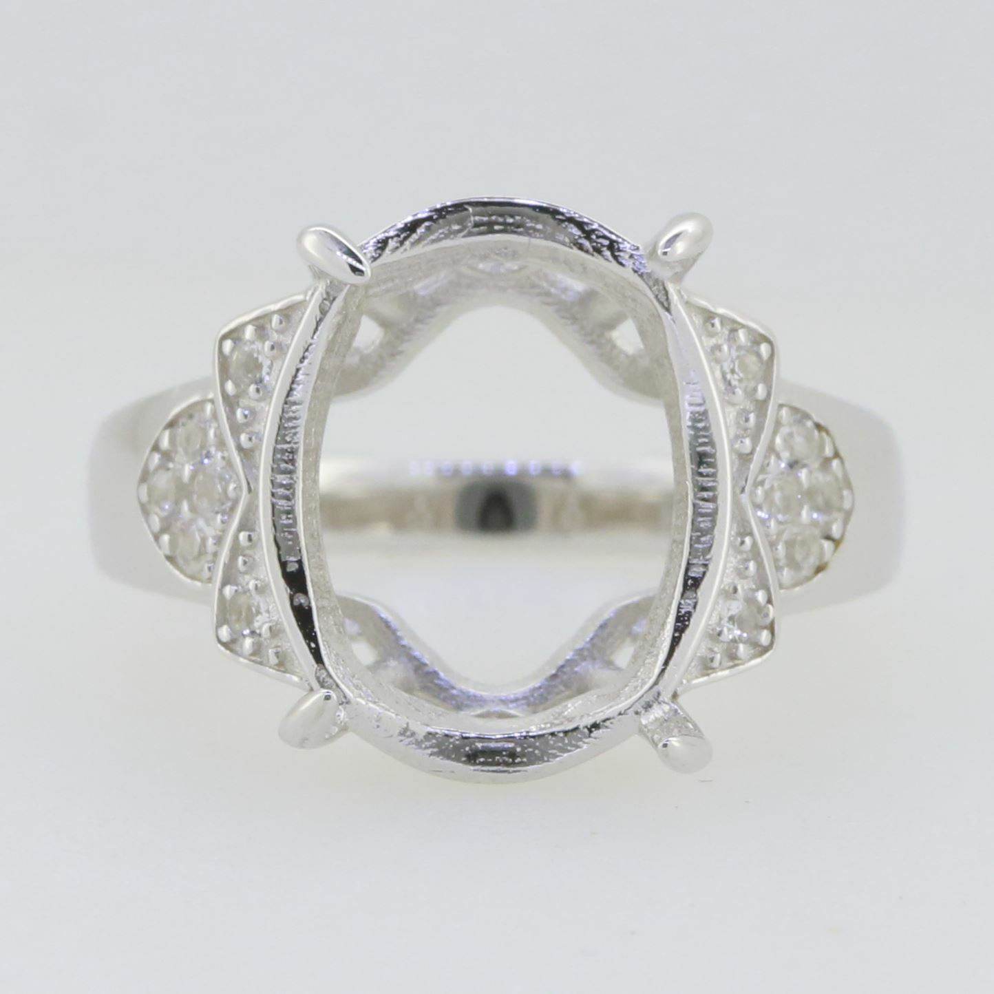 Sterling Silver Semi Mount Ring Setting Oval OV 16X12mm White Topaz GTL21472 - Syzjewelry