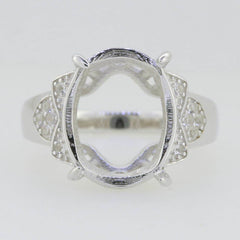 Sterling Silver Semi Mount Ring Setting Oval OV 16X12mm White Topaz GTL21472 - Syzjewelry