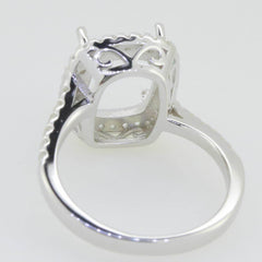 14K White Gold Semi Mount Ring Setting Cushion CU 12X10mm Solid - Syzjewelry