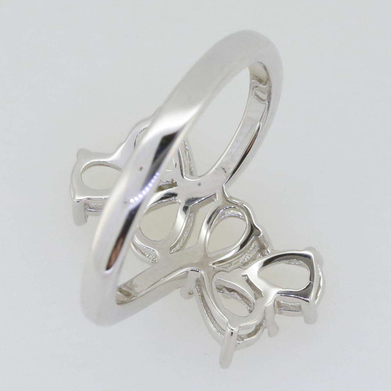 Sterling Silver Semi Mount Ring Setting Pear PE 6x4mm White Topaz - Syzjewelry