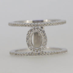 Sterling Silver Semi Mount Ring Setting OV 7X5mm White Topaz PJC2164R - Syzjewelry