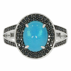 Sterling Silver Semi Mount Ring Setting Cab Oval OV 10X8mm Double Halo - Syzjewelry