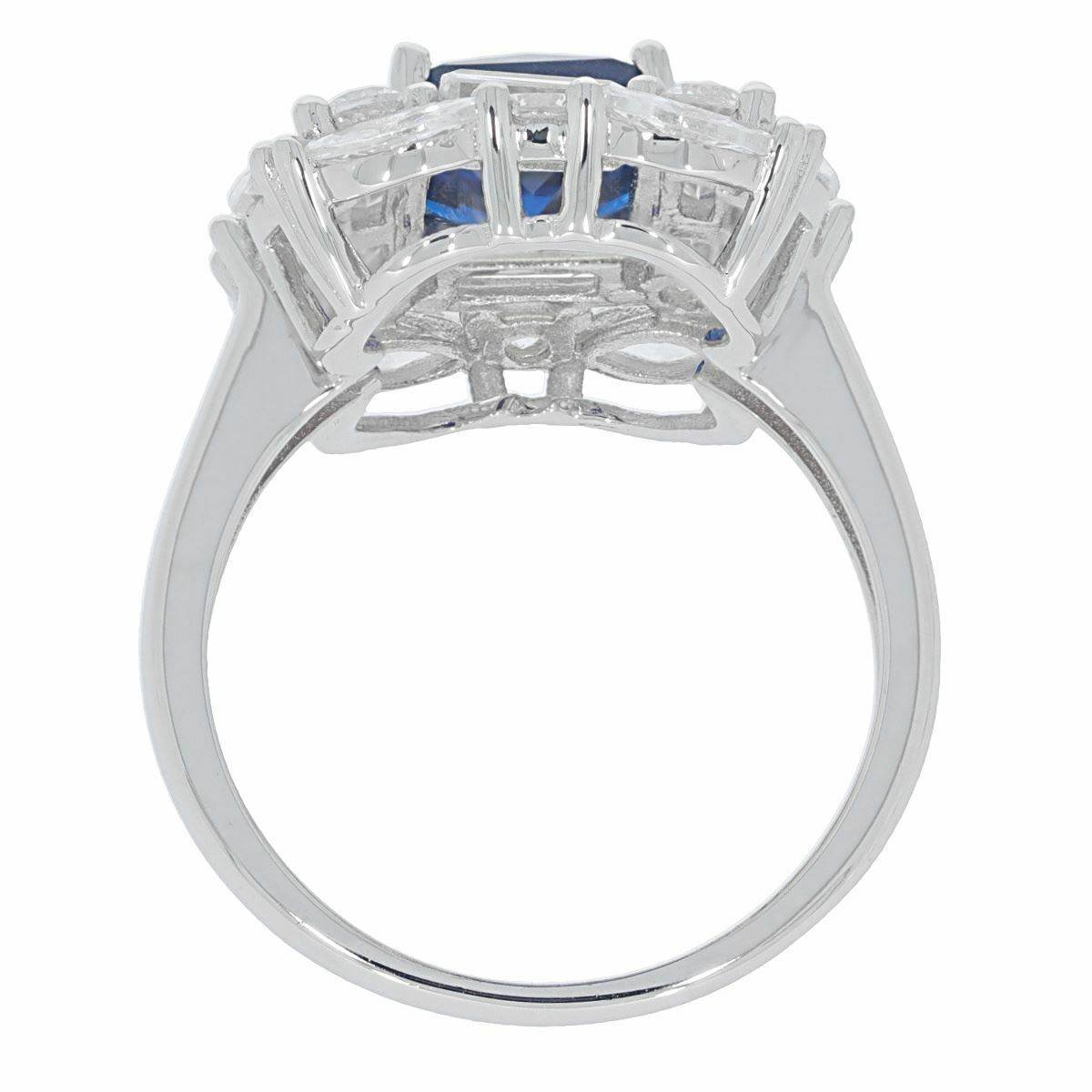 Sterling Silver Semi Mount Ring Setting Emerald OCT 9X7mm Double Halo - Syzjewelry