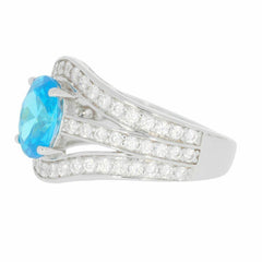 Sterling Silver Semi Mount Ring Setting Oval OV 9x7mm White Topaz - Syzjewelry