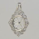 Sterling Silver Semi Mount Pendant Setting Oval OV 12x10mm White Topaz Solid - Syzjewelry