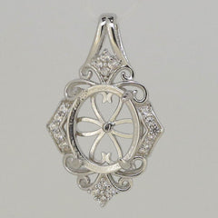 Sterling Silver Semi Mount Pendant Setting Oval OV 12x10mm White Topaz Solid - Syzjewelry
